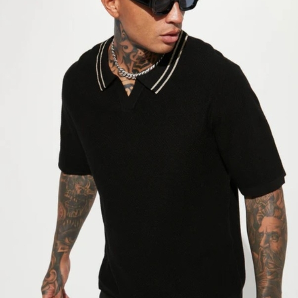 Fashion Nova Black Polo with White Trim